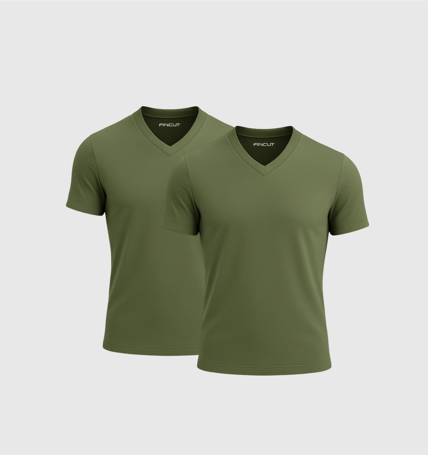 2-pack V-trička - khaki
