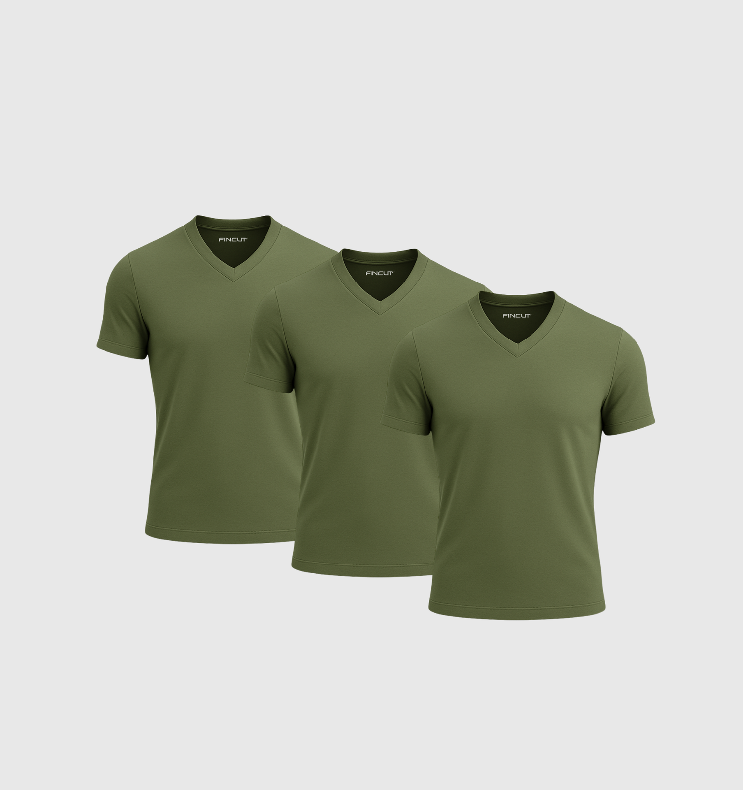 3-pack V-trička - khaki