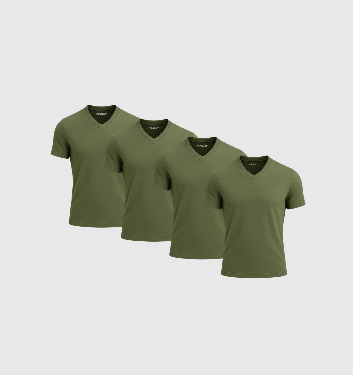 4-pack V-trička - khaki