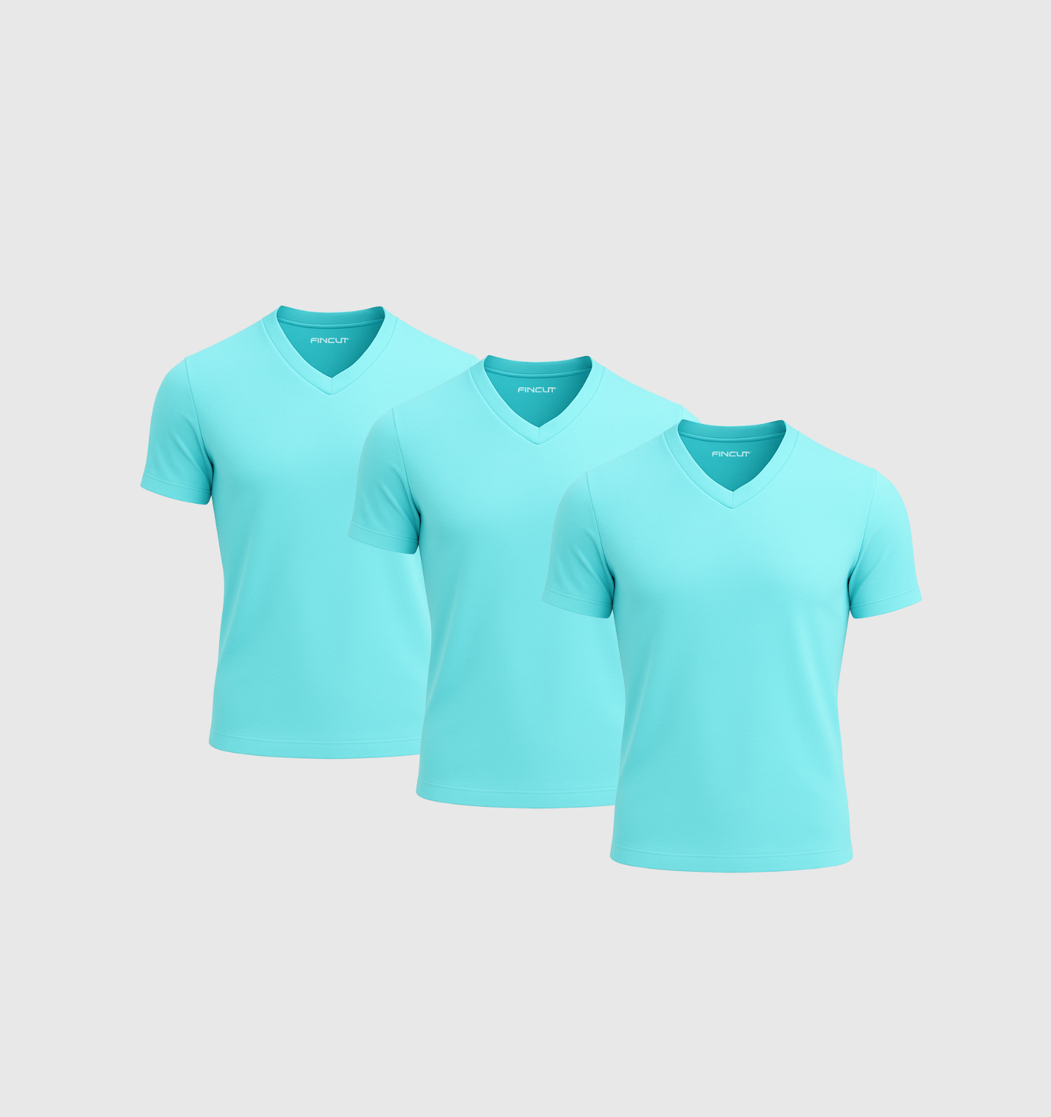3-pack V-trička - tyrkysová